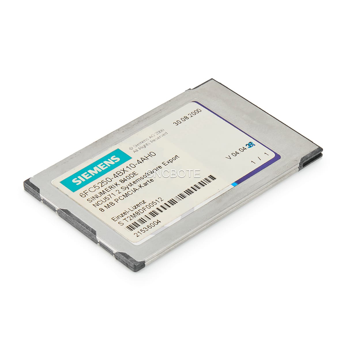 Siemens 6FC5250-4BX10-4AH0 Sinumerik 840DE, NCU 571.2, PCMCIA-Card 8MB